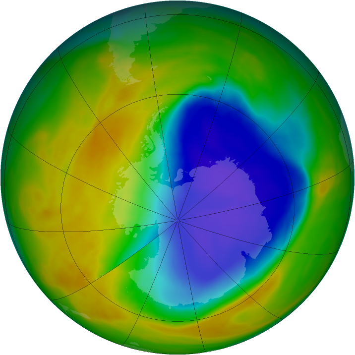 Antarctic ozone map for 24 October 2007
